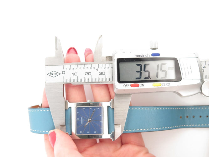 Montre montre HERMES heure h hh1.510 quartz 34 mm en acier et cuir bleu 58 Facettes 272965