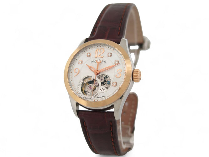 Montre Armand Nicolet LL9 - Montre femme 34 mm acier et or rose 18K diamants 58 Facettes 270559