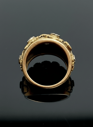 Bague Cozzolino - Bague bombée en or jaune 18K avec diamants et rubis 58 Facettes
