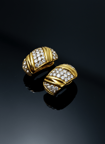 Boucles d'oreilles Orecchini a conchiglia - Boucles d’oreilles en or jaune 18k et diamants 58 Facettes
