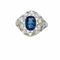 Bague 54 Bague Belle Époque en or 18k, saphir ovale 2,44 ct et diamants 58 Facettes