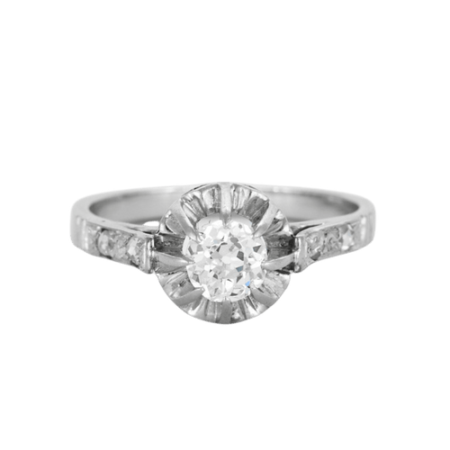 Bague 48 Bague solitaire platine, or gris et diamants 58 Facettes DV0687-6-48-2