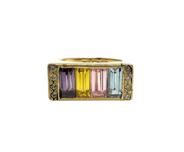 Bague 56 Bague Premier avec pierres multicolores 58 Facettes