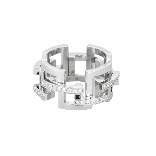 51 MELLERIO - Graphic - Bague or blanc et diamants 58 Facettes J1WG334-0D51