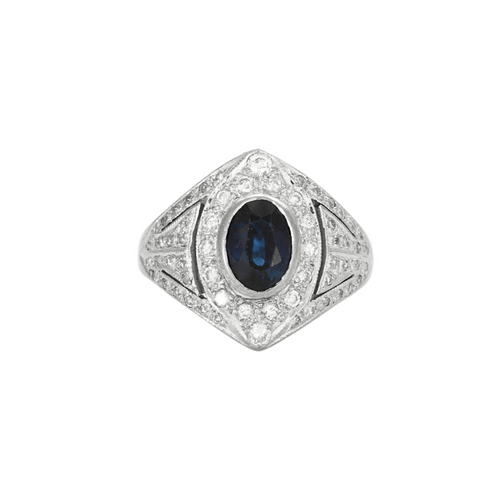 Bague 45 Bague bandeau or gris avec saphir et diamants 58 Facettes 240066