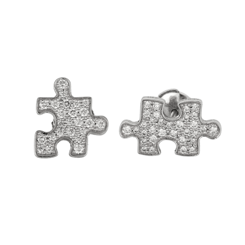 Boucles d'oreilles AKILLIS - PUZZLE- Puce d'oreille en or gris et diamants 58 Facettes DV0776-2