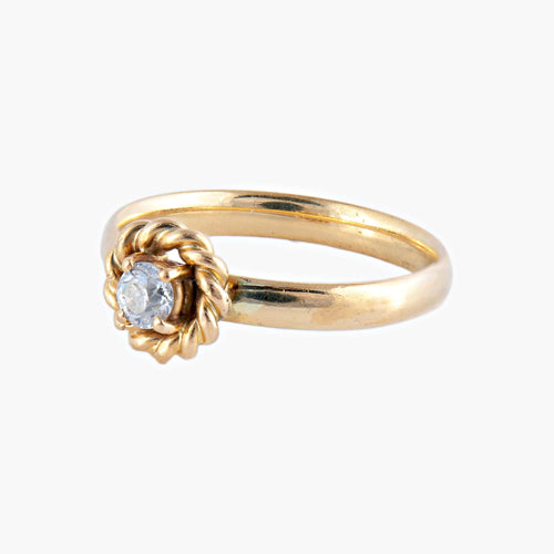 Bague 53.5 / Diamants / Or Jaune Bague « Joséphine » en or jaune 18 carats et diamant 0,20 ct 58 Facettes BO/220034/