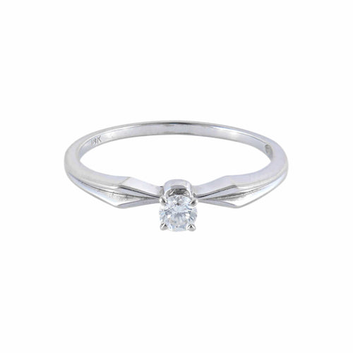 Bague 54.5 / Or Blanc / Diamants Bague "EVA" - Bague solitaire en or blanc 18k et diamant 0,10 ct 58 Facettes BO/220033 STA