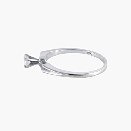 Bague 54.5 / Or Blanc / Diamants Bague "EVA" - Bague solitaire en or blanc 18k et diamant 0,10 ct 58 Facettes BO/220033 STA