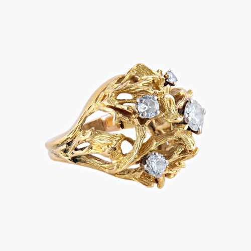 Bague 50 / Or Jaune / Diamants Bague « Dôme » en or jaune 18k et diamants 58 Facettes BO/220074