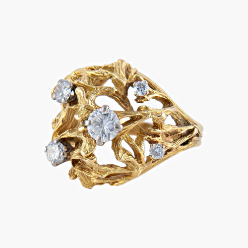 Bague 50 / Or Jaune / Diamants Bague « Dôme » en or jaune 18k et diamants 58 Facettes BO/220074