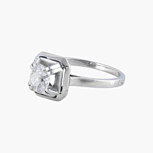 Bague 55 / Platine Bague - Solitaire Art déco en platine et diamant 0,75 ct 58 Facettes BO/220037
