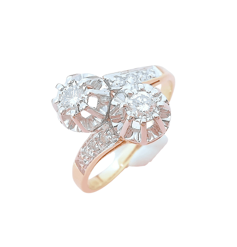 Bague 58.5 Bague de fiançailles vintage Toi et Moi - Diamants - Or 58 Facettes AA 1644