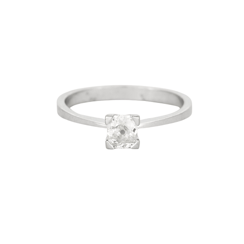 Bague 57 Bague solitaire or gris ornée d'un diamant 58 Facettes 177-1