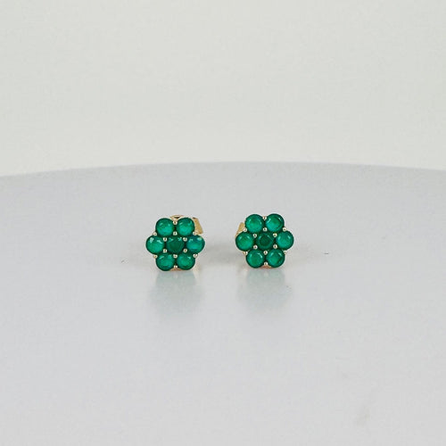 Boucles d'oreilles Boucles d’oreilles fleur vintage en or 14k et émeraudes 58 Facettes 2601023