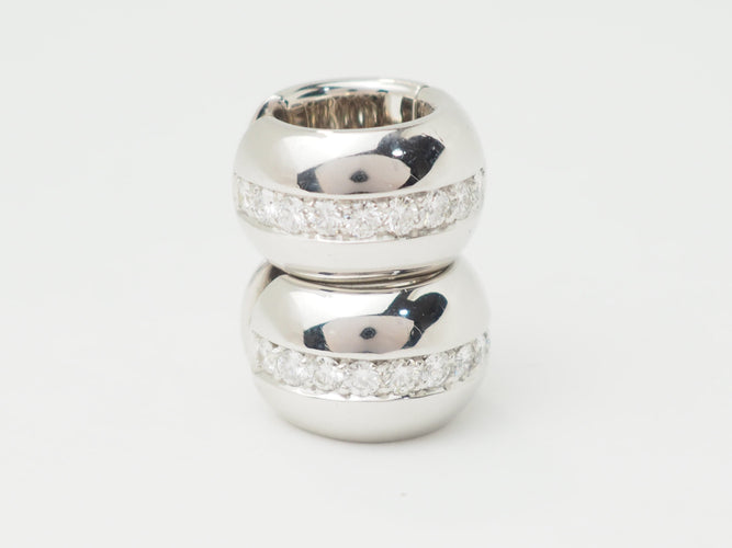 Boucles d'oreilles Boucles d’oreilles créoles en or blanc 18 ct et diamants 58 Facettes 33349