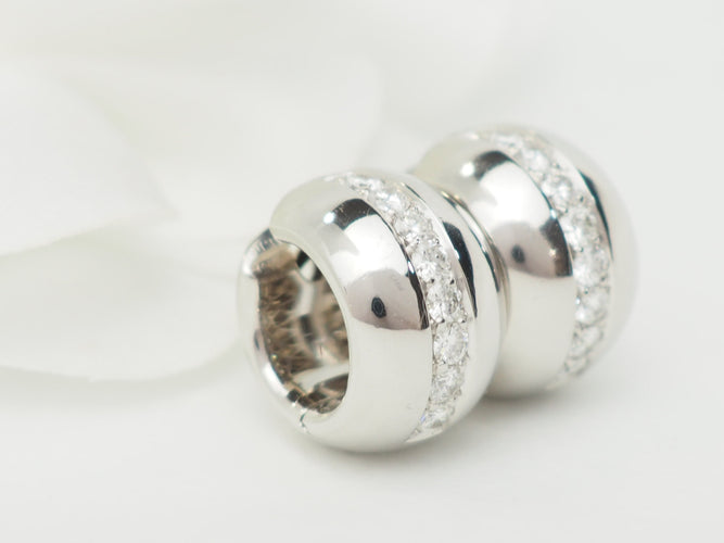 Boucles d'oreilles Boucles d’oreilles créoles en or blanc 18 ct et diamants 58 Facettes 33349