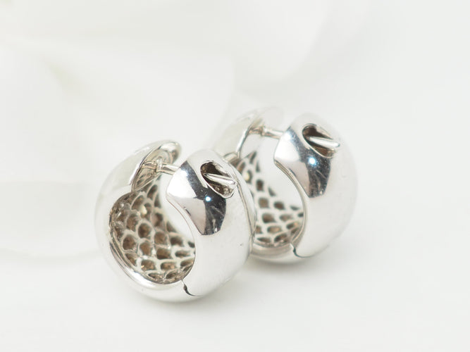 Boucles d'oreilles Boucles d’oreilles créoles en or blanc 18 ct et diamants 58 Facettes 33349
