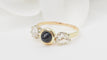Bague 51 Bague cabochon saphir et diamants en or jaune 18 kt 58 Facettes 32794