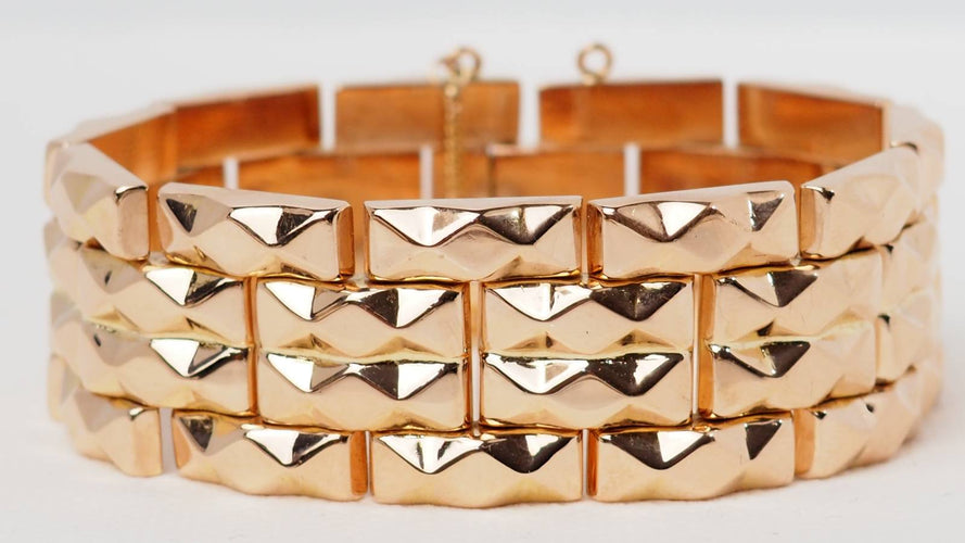 Bracelet Bracelet Tank années 1940 en or rose 18 kt 58 Facettes 32435