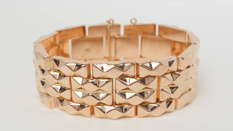 Bracelet Bracelet Tank années 1940 en or rose 18 kt 58 Facettes 32435