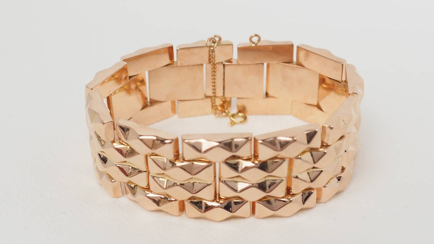 Bracelet Bracelet Tank années 1940 en or rose 18 kt 58 Facettes 32435