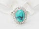 Bague 56 Bague pompadour en or blanc 18 ct, diamants et turquoise cabochon 58 Facettes 33204