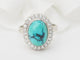 Bague 56 Bague pompadour en or blanc 18 ct, diamants et turquoise cabochon 58 Facettes 33204