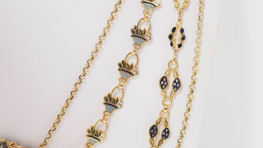 Collier Collier esclave en or jaune émaillé 18 ct et perles fines 58 Facettes 32174