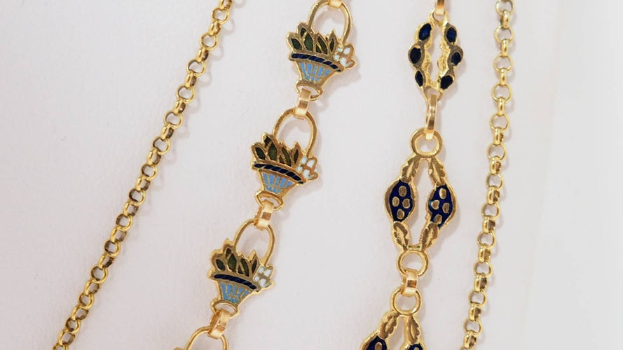 Collier Collier esclave en or jaune émaillé 18 ct et perles fines 58 Facettes 32174