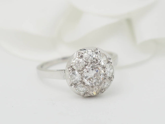 Bague 53.5 Bague Art déco en platine 900 et diamants 58 Facettes 33257