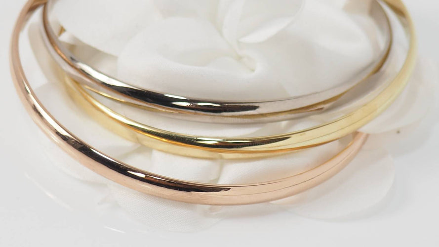 Bracelet Cartier Trinity - Bracelet demi-jonc en or jaune, rose et blanc 18 ct 58 Facettes 31245