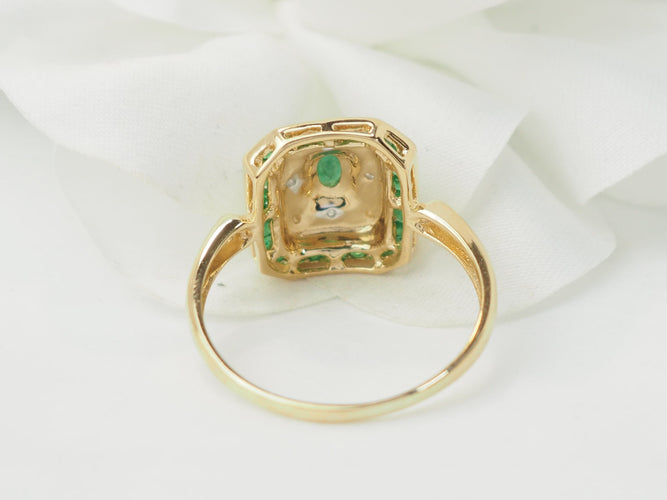 Bague 62 Bague en or jaune 18 ct avec émeraudes et diamants 58 Facettes 33466