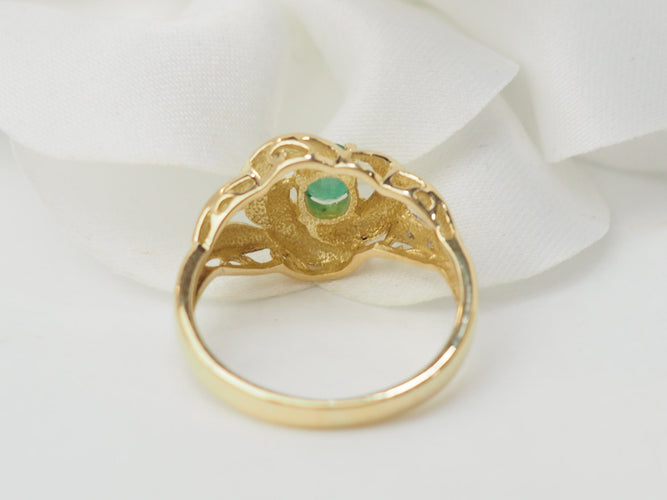 Bague 52.5 Bague vintage en or jaune 18 ct avec émeraude et diamants 58 Facettes 33274
