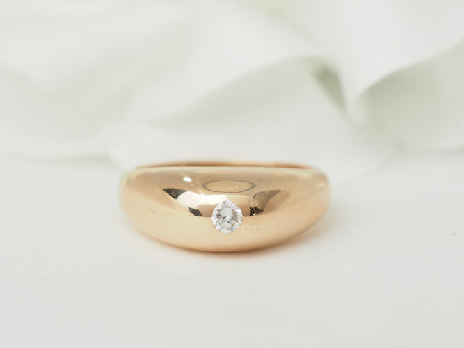Bague 47 Bague jonc anglais en or jaune 18 kt et diamant 58 Facettes 33472