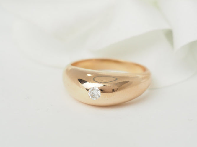 Bague 47 Bague jonc anglais en or jaune 18 kt et diamant 58 Facettes 33472