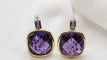Boucles d'oreilles Boucles d’oreilles pendantes en or jaune et gris 18 kt, améthystes et diamants 58 Facettes 30489