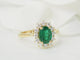 Bague 54 Bague marguerite en or jaune 18 kt, émeraude et diamants 58 Facettes 33519