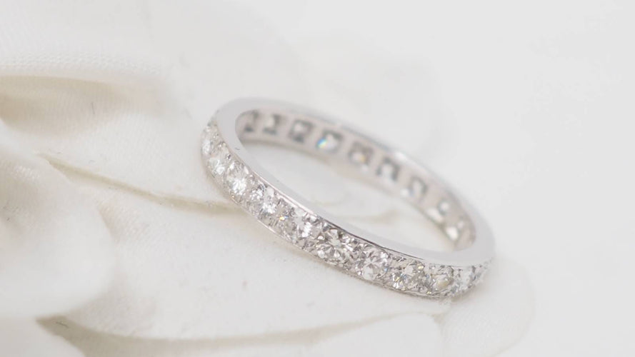 Bague 56 Alliance américaine tour complet en or blanc 18 kt et diamants 0,90 ct 58 Facettes 29462