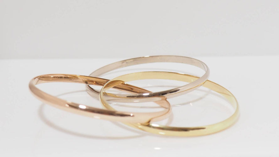 Bracelet Cartier Trinity - Bracelet demi-jonc en or jaune, rose et blanc 18 ct 58 Facettes 31245