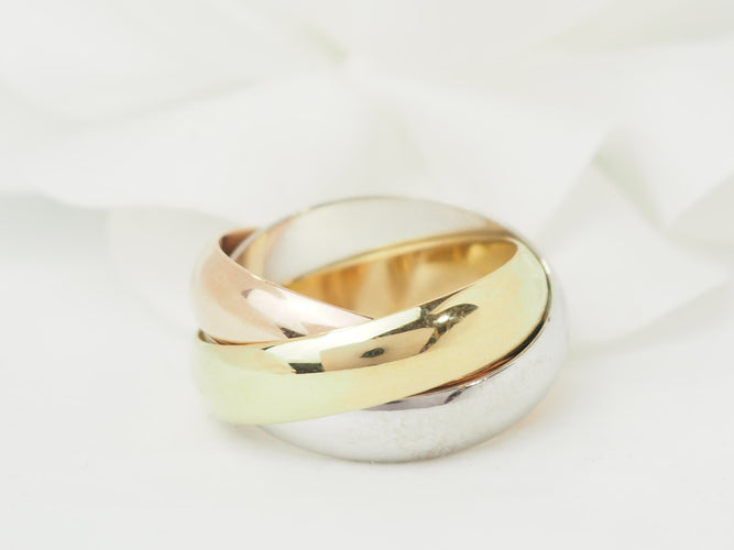 Bague 56 Cartier Trinity XL - Bague en or blanc, rose et jaune 18 kt 58 Facettes 33590