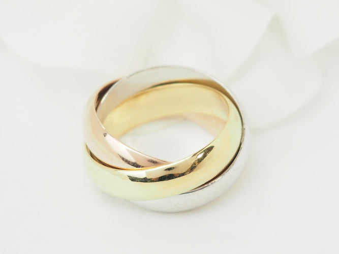 Bague 56 Cartier Trinity XL - Bague en or blanc, rose et jaune 18 kt 58 Facettes 33590