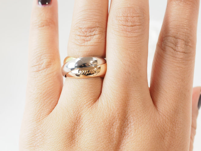 Bague 56 Cartier Trinity XL - Bague en or blanc, rose et jaune 18 kt 58 Facettes 33590
