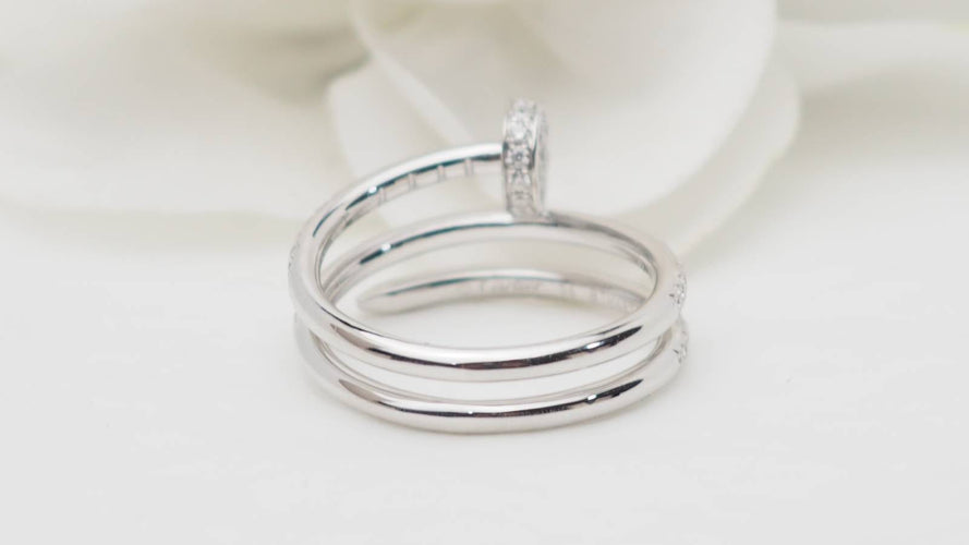 Bague 56 Cartier Juste un Clou - Bague en or blanc 18 kt et diamants 58 Facettes 32685