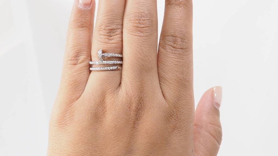 Bague 56 Cartier Juste un Clou - Bague en or blanc 18 kt et diamants 58 Facettes 32685
