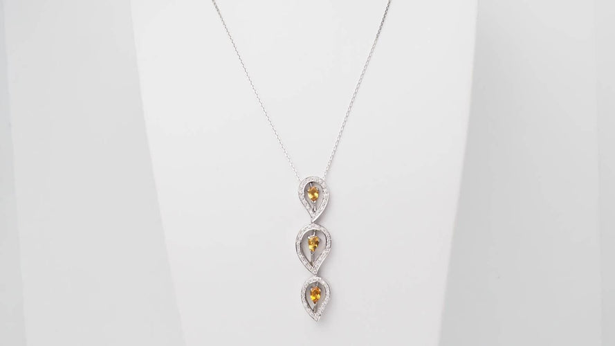 Collier Collier en or blanc 18 kt avec citrine et diamants 58 Facettes 32805b