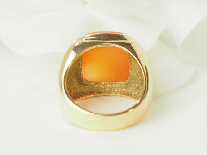 Bague 52 Bague chevalière en or jaune 18 ct et cornaline 58 Facettes 33632