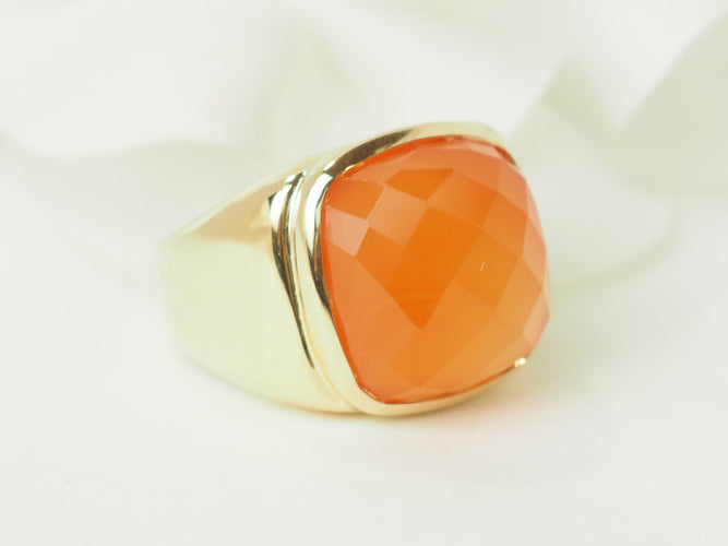 Bague 52 Bague chevalière en or jaune 18 ct et cornaline 58 Facettes 33632