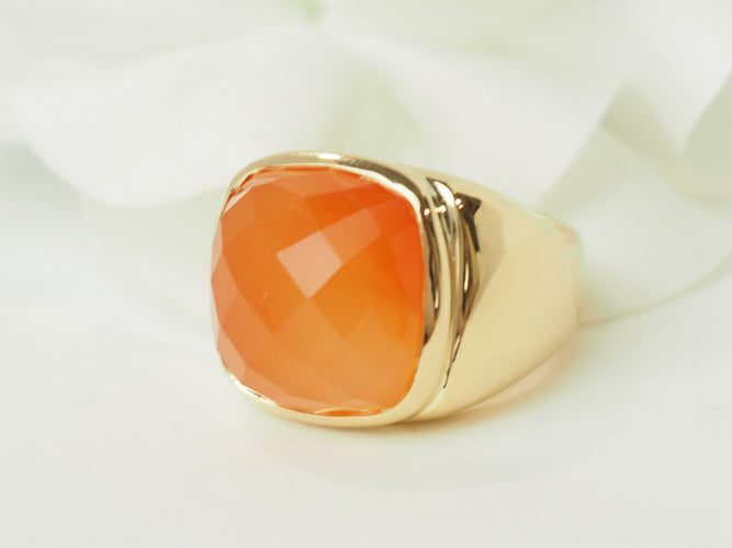Bague 52 Bague chevalière en or jaune 18 ct et cornaline 58 Facettes 33632