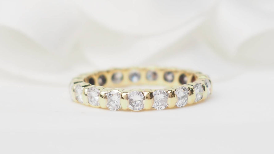 Bague 48 Alliance américaine tour complet en or jaune 18 kt et diamants 1,33 ct 58 Facettes 30725